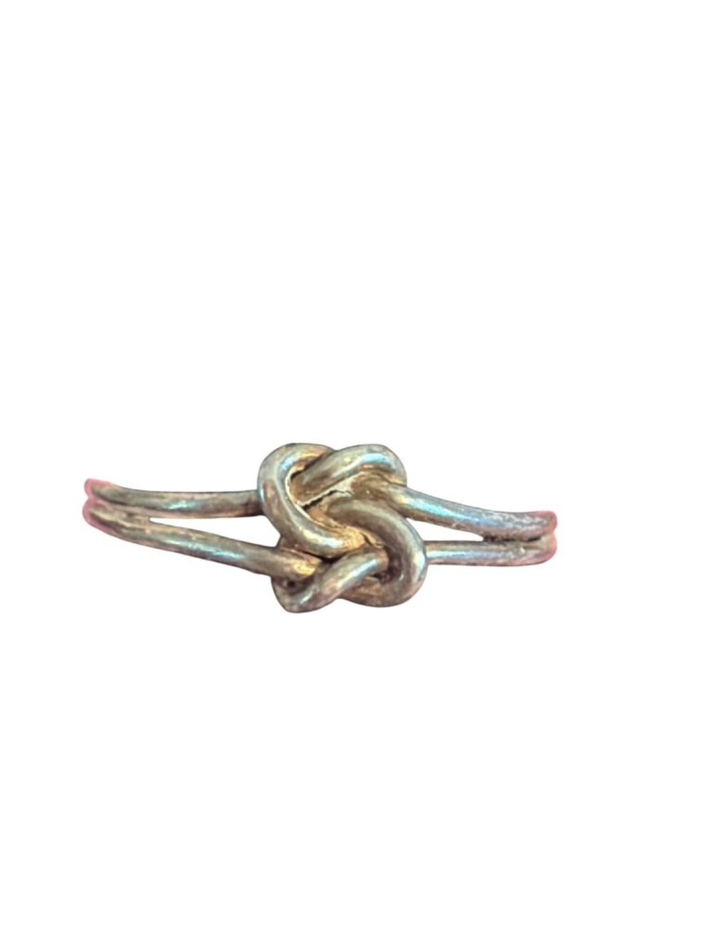 Sterling Silver Love Knot Ring Minimalist Primitive Dainty Patina Size 7.25